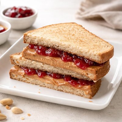 Peanut butter and jelly on wheat bread