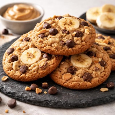 Peanut butter banana chocolate chip cookies