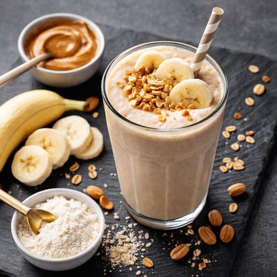 Peanut butter banana protein shake