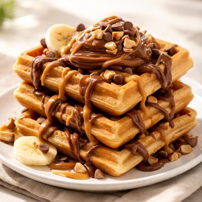 Peanut butter nutella waffle