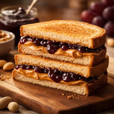 花生酱三明治配葡萄果冻