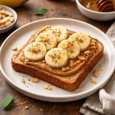 Peanut butter toast with banana