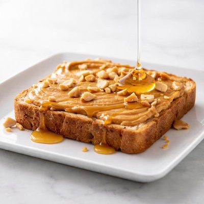 Peanut butter toast with honey