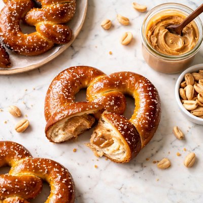 Peanut hutter stuffed pretzel