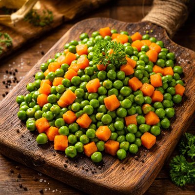 Peas and carrots boiled