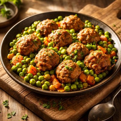 Peas with meatballs