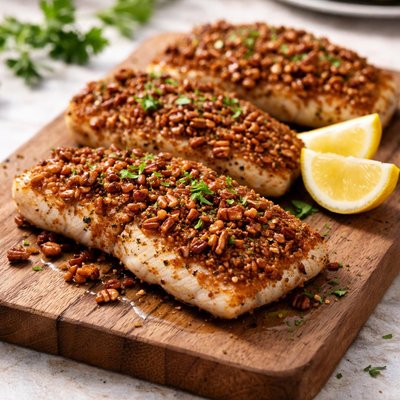 Pecan encrusted grouper