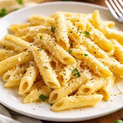 Penne pasta with cheese sauce