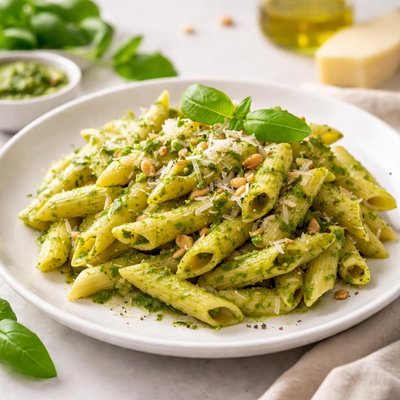 Penne pasta with pesto
