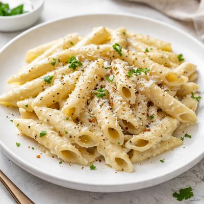 Penne pasta with white sauce