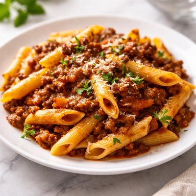 Penne with meat sauce