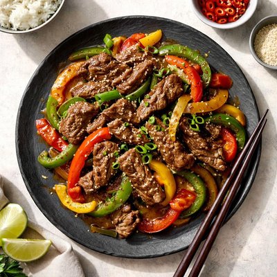 Pepper beef stir fry