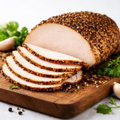 Pepper turkey breast sliced
