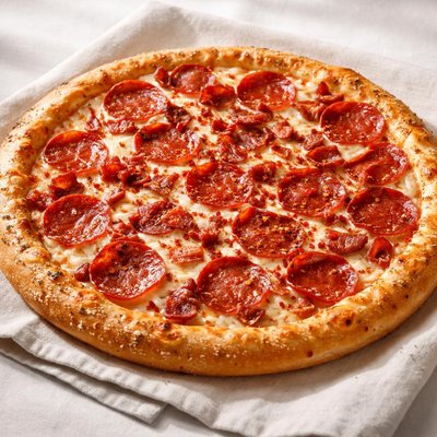 Pepperoni and bacon pizza