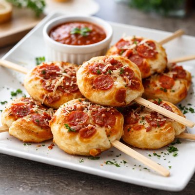 Pepperoni and bacon pizza pops