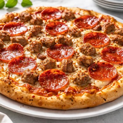 Pepperoni and sausage pizza