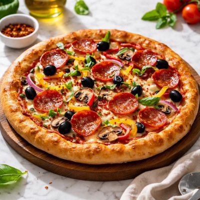 Pepperoni and veggie pizza