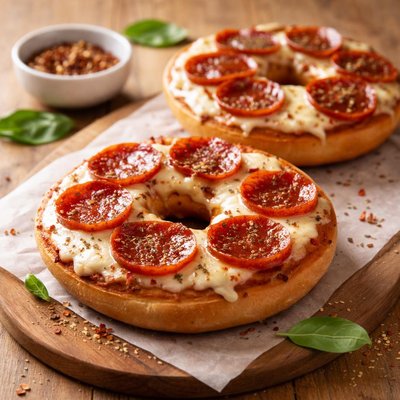 Pepperoni pizza bagel