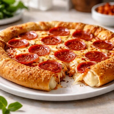 Pepperoni pizza stuffed crust