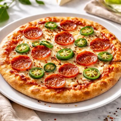 Pepperoni pizza with jalapenos
