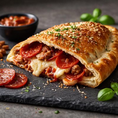 Pepperoni sausage calzone