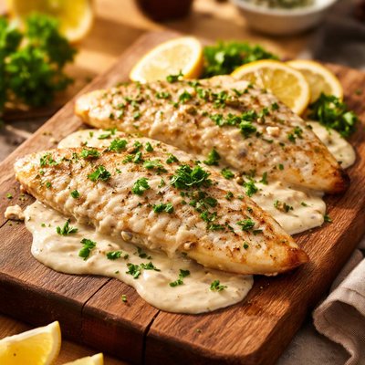 Pescado con salsa blanca