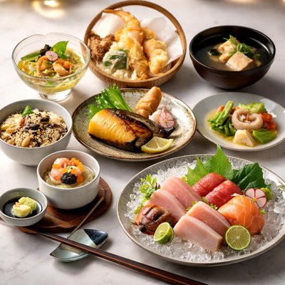 Repas kaiseki pescatarien