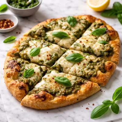 Pesto cheese flatbread