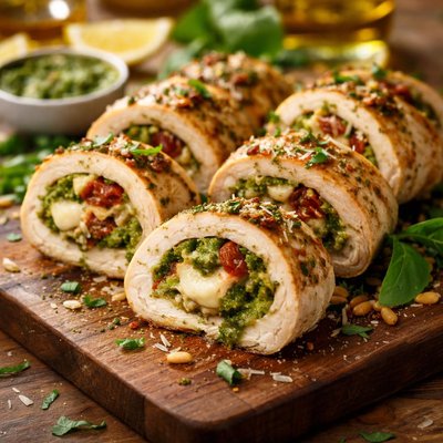 Pesto chicken roll