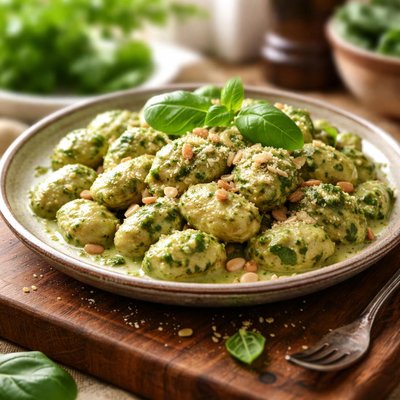 Pesto cream gnocchi