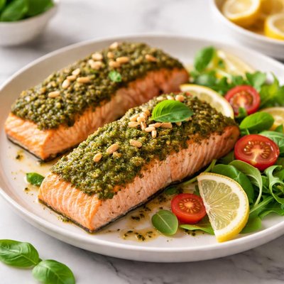 Pesto crusted salmon