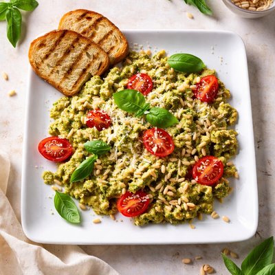 Pesto scrambled eggs