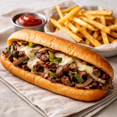 Philly cheese steak and fries