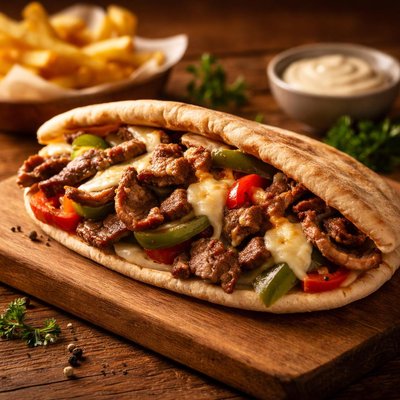 Philly cheese steak pita pit