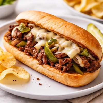 Philly cheese steak sandwich