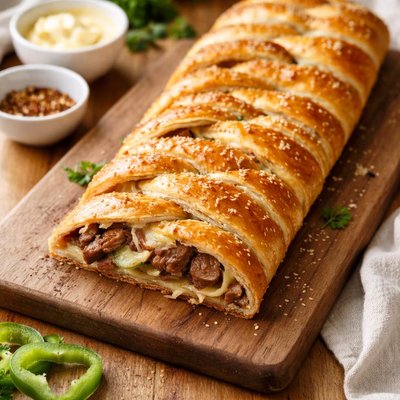 Philly cheesesteak braid