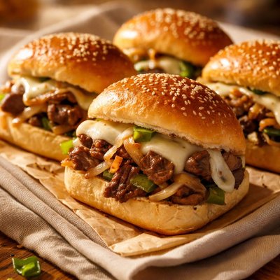 Philly cheesesteak sliders