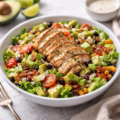 Ensalada de aguacate picado con pollo a la parrilla