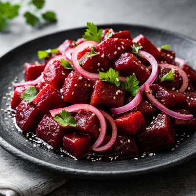 Pickled beet salad with onions