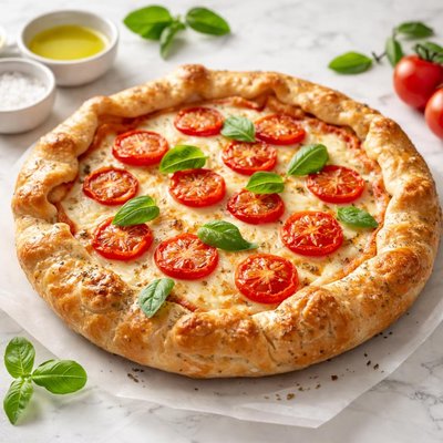 Pie with cheese and tomato