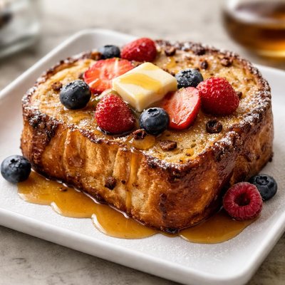 Piece of panettone french toast