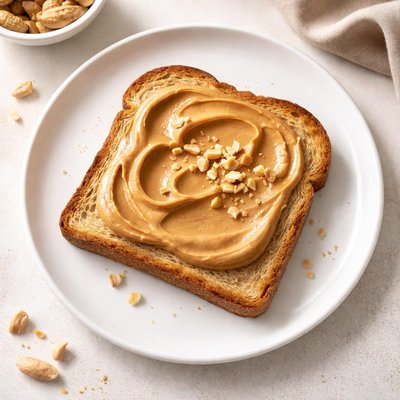 Piece of toast with peanut butter