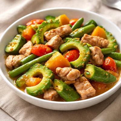 Pinakbet little pork with bitter gourd