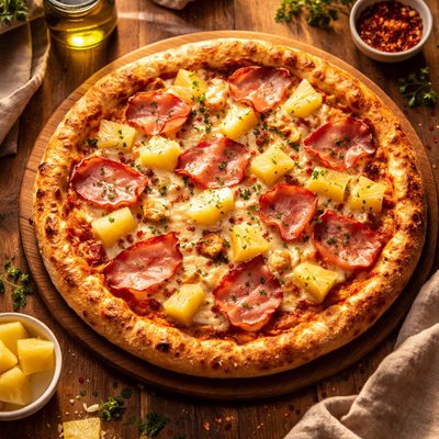 Pineapple canadian bacon pizza