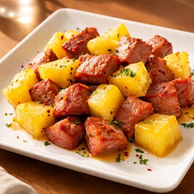 Pineapple chunks with ham