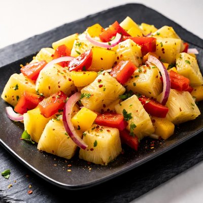 Pineapple chunks with onion and sweet pepper