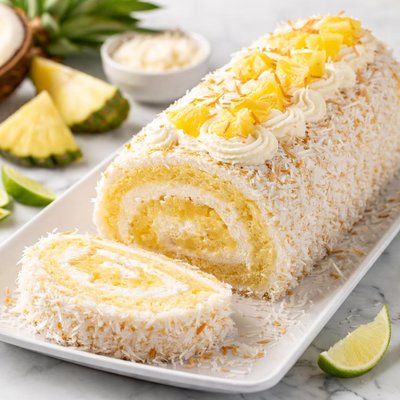 Pineapple coconut roll cake