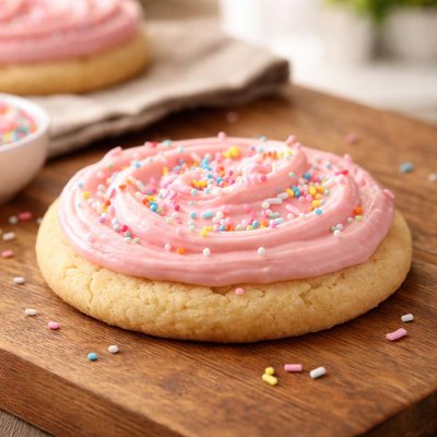Pink-frosted cookie