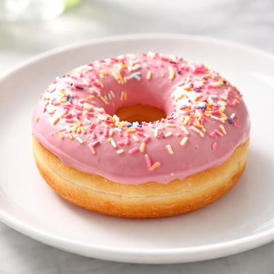 Pink frosted donut