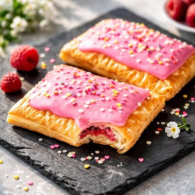 Pink frosted pastry